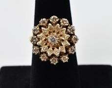 Vintage 14K Yellow Gold Diamond Explosion Ring