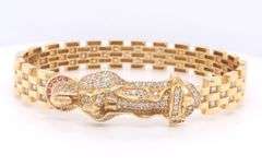14kt Yellow gold Saint Jude cubic zirconia bangle braclet
