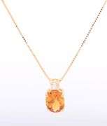 14kt Yellow Gold Oval Citrine and Diamond Pendant on chain