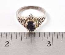 Sterling Silver Black Spinel and CZ Gemstone Ring