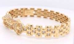 14kt Yellow gold Saint Jude cubic zirconia bangle braclet