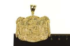 14K Yellow Gold Hawaiian State Wax Seal Ornate Embossed Pendant
