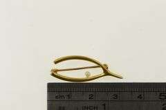10K Yellow Gold Wish Bone Good Luck Lucky Pearl Pin/Brooch