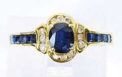 Prettiest 14K Sapphires & Diamonds Ring, Size 5.25