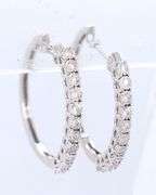 10kt White gold Illusion set diamond hoop earrings