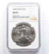 MS69 1989 American Silver Eagle NGC Peripheral Toning