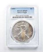 MS69 1997 American Silver Eagle PCGS Red/Yellow Peripheral Toning
