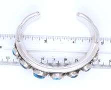 Heavy signed 925 sterling silver turquoise cuff bangle