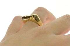 14K Yellow Gold Flush Ruby Diamond Curved Squared Statement Ring