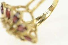 14K Yellow Gold Pear Garnet Diamond Cluster Cocktail Ring