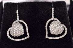 Astounding Approx. 0.54CTW Diamond Heart Earrings in 14K White Gold