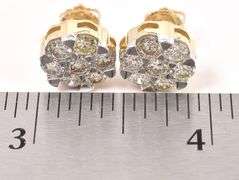 Delightful Approx. 3.25CTW Diamond Cluster Stud Earrings in 14K Yellow Gold