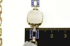 14K Yellow Gold Art Deco Camphor Glass Syn. Sapphire Bracelet