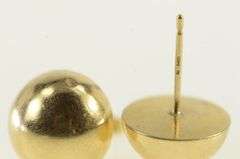 14K Yellow Gold Round Domed Vintage Classic Stud Earrings