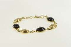 14K Yellow Gold Carved Black Onyx Scarab Egyptian Bracelet