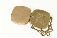 14K Yellow Gold Masonic Symbol Photo Picture Locket Pendant