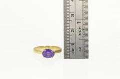 14K Yellow Gold Vintage Oval Amethyst Solitaire Classic Ring