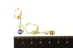 14K Yellow Gold Victorian Syn. Sapphire CZ Ornate Dangle Earrings