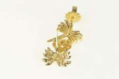 14K Yellow Gold Palm Tree Tropical Beach Motif Stud Earrings