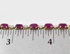 Desirable 10K Yellow Gold Ruby and Diamond Bracelet