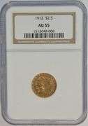 Better date 1912 US $2.50 Indian Gold Piece in near Mint. NGC AU55