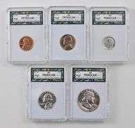 (5) 1958 PF70&69DCAM Set Cent Nickel Dime Quarter Half Dollar NCGS