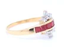 18kt Yellow gold ruby and diamond crown ring