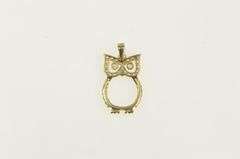 14K Yellow Gold Owl Wisdom Symbol CZ Vintage Charm/Pendant