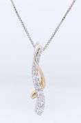 14kt White gold 0.25ctw 2 tone diamond Journey swirl pendant on chain necklace