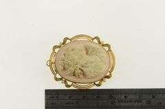 10K Yellow Gold Ornate Pearl Carved Coral Lady Cameo Pin/Brooch