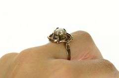 8K Yellow Gold Art Nouveau Pearl Floral Swirl Cocktail Ring