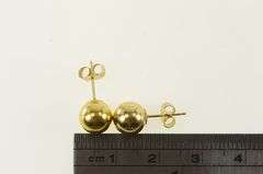 14K Yellow Gold 7.9mm Round Ball Sphere Simple Stud Earrings