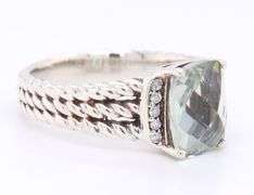 David Yurman petite Wheaton prasiolite and diamond ring