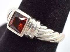 Sterling Silver Red Garnet Gemstone Ring