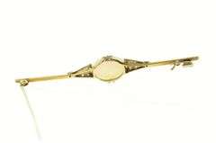 14K Yellow Gold Oval Natural Opal Victorian Diamond Bar Pin/Brooch