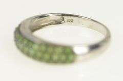 10K White Gold Pave Peridot Rounded Encrusted Band Ring