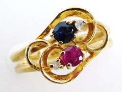 Pretty & Petite 14K Ruby, Sapphire, Diamond Ring