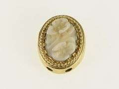 14K Yellow Gold Shell Flower Cameo Slide Bracelet Charm/Pendant