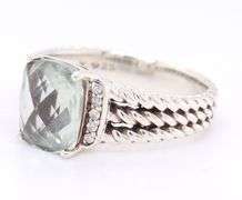 David Yurman petite Wheaton prasiolite and diamond ring