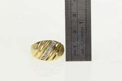 10K Yellow Gold Graduated Diamond Striped Wavy Band Ring