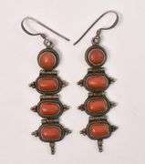 Sterling Silver Coral Dangle Earrings