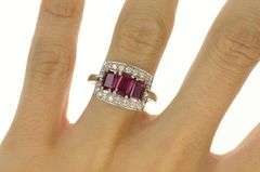 14K White Gold Emerald Cut Pink Tourmaline Diamond Halo Ring