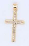 14kt Yellow gold cubic zirconia cross pendant