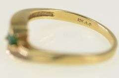 10K Yellow Gold Emerald Diamond Wavy Curvy Statement Ring