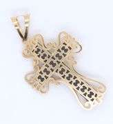 14kt Yellow gold black onyx cross crucifix pendant