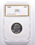 PR69 Deep CAM 1964 Washington Quarter PCI