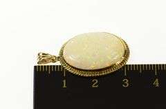 14K Yellow Gold Oval Natural Opal Retro Classic Statement Pendant