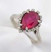 Nice 14K WG Pear Shaped Ruby Ring