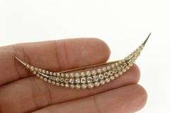 14K Yellow Gold 0.81 Ctw Victorian Diamond Pearl Moon Pin/Brooch