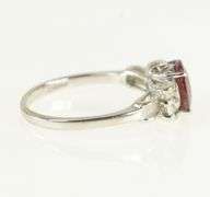 10K White Gold Natural Ruby Baguette Diamond Bow Ring